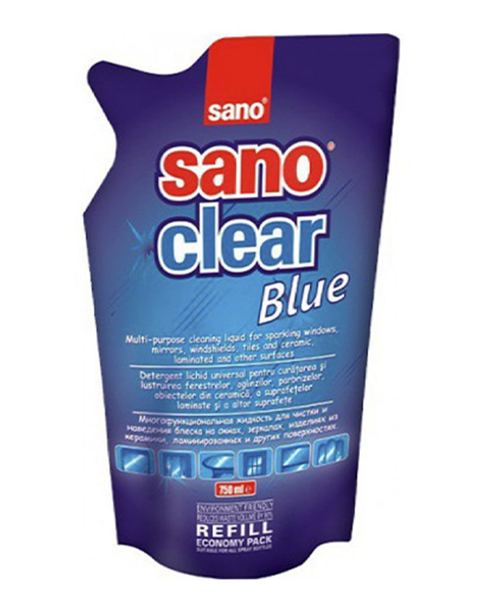 Detergent pentru geamuri Sano Clear Blue rezervă  750 ml