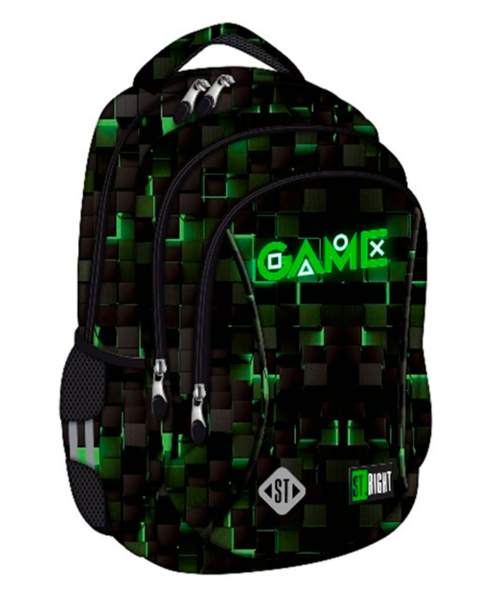 Ghiozdan Prescolari  St.Right  3 Compartimente  Impermeabil  Green Game BP26  39x27x17cm