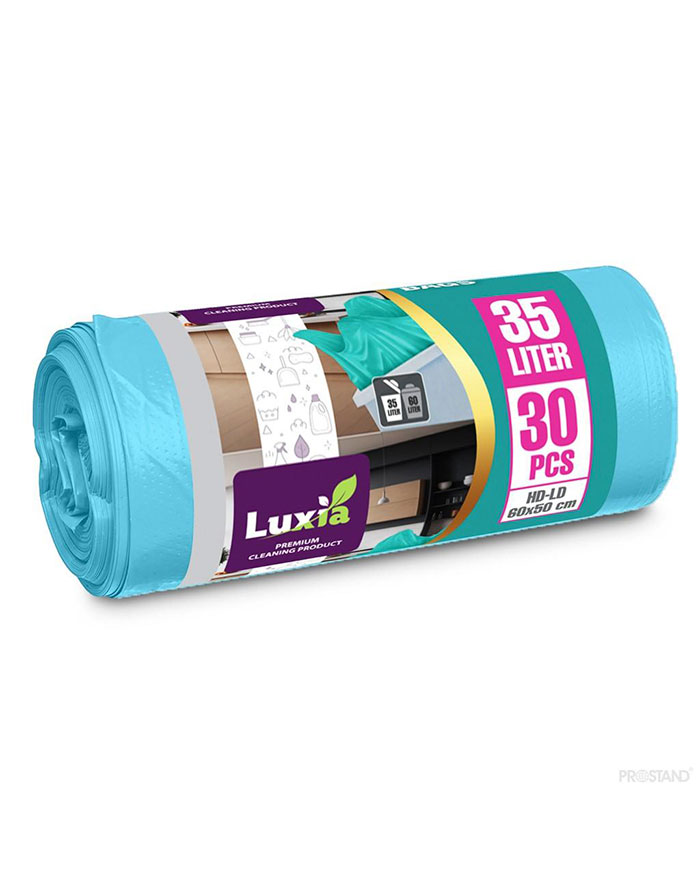 Pungi p/u gunoi LUXIA cu urechi 35 L 30 buc. turcoaz