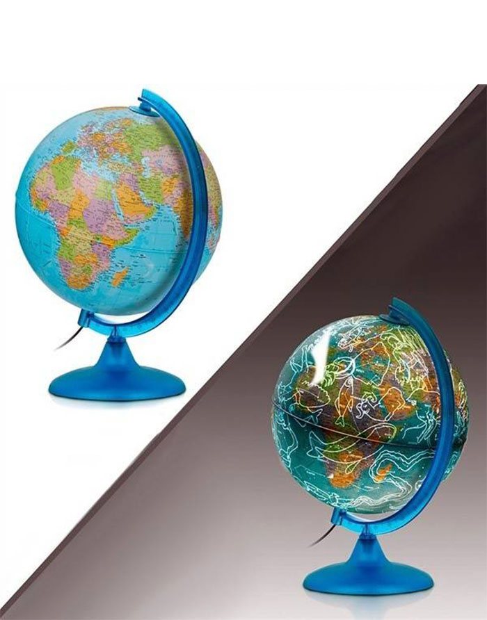 Glob cu harta politica + a cerului  d=25cm  cu iluminare NIGHT & DAY EN