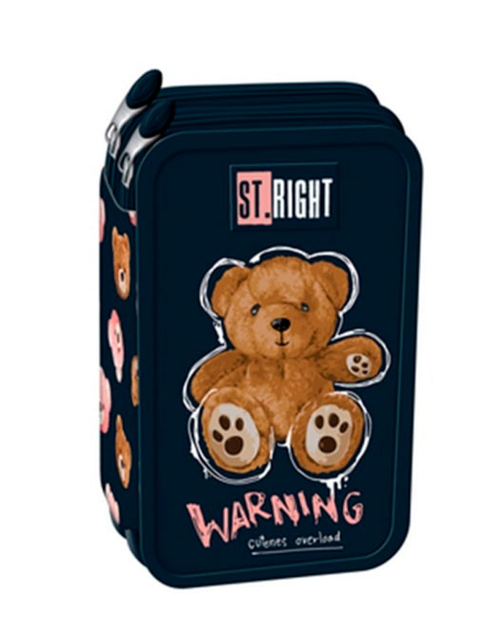 Penar Echipat cu 3 Fermoare  St.Right  Colectia - Teddy Bear PC05  19x13x7cm