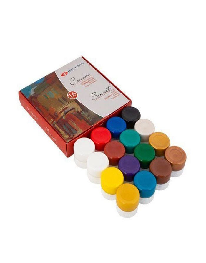 Guas Sonnet 16*20ml 16 culori 3metalice+2 titanum wite