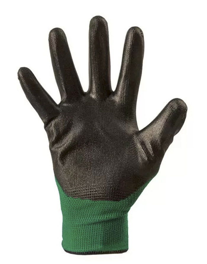 Manusi din polister verde acoperire nitril negru