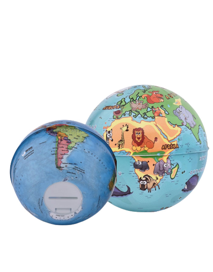 Pusculita cu forma Glob Animals Gurbuz diametrul 10cm