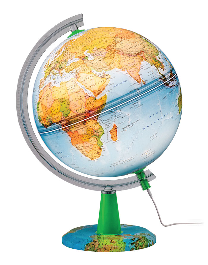 Glob pamintesc Modern  harta FIZICA cu iluminare RO  20cm  Gurbuz