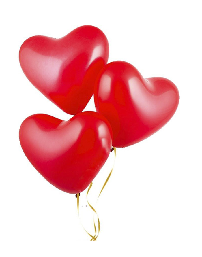 Baloane Hiper 10 buc. formă de inimi roșii  diametrul 25 cm  cutie din carton