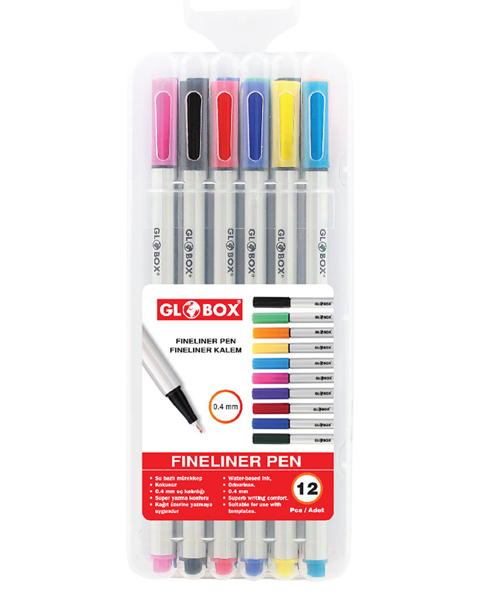 Set fineliner  GLOBOX  0.4mm  12culori asortate
