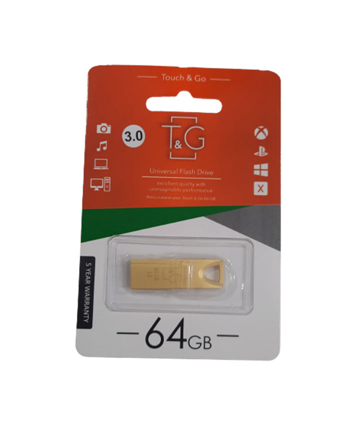 USB Flash Drive  Metal Long Gold  3.0 64GB