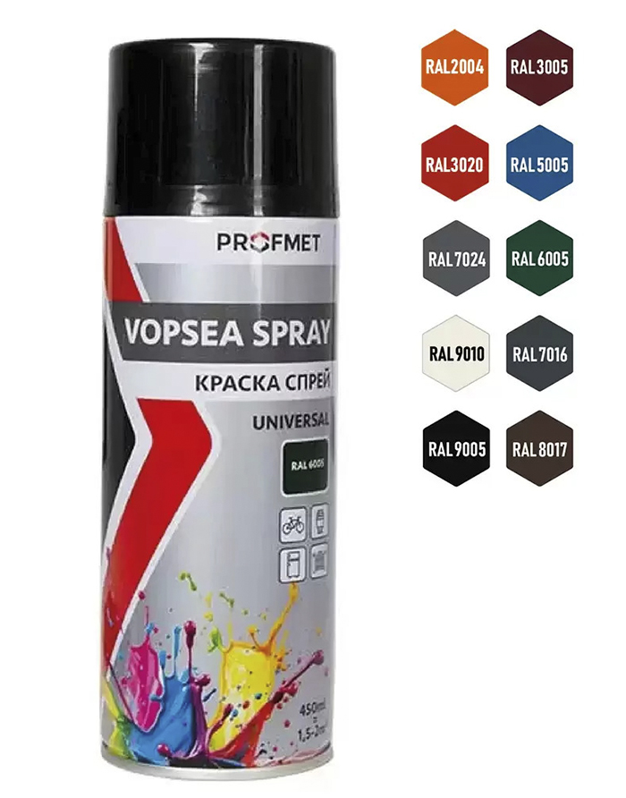 Vopsea spray  acril lucios PROFMET verde 450ml