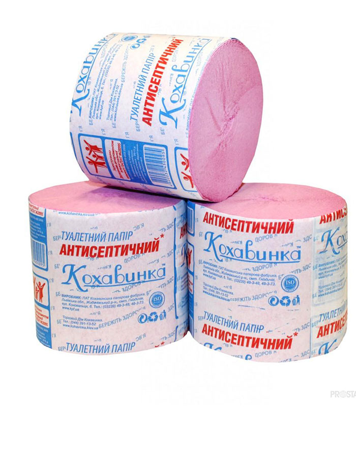 Hirtie igienica KOHAVINKA din maculatura antiseptic ROZ