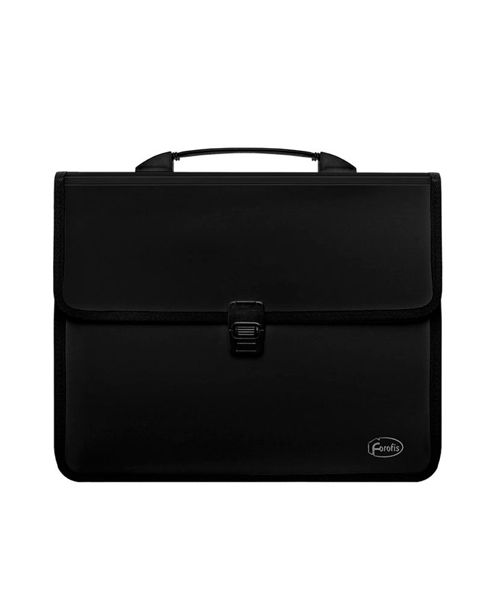 Servietă A4 FOROFIS grosime 0 75/0 15 mm cu mâner și închidere  3 compartimente (negru) PP