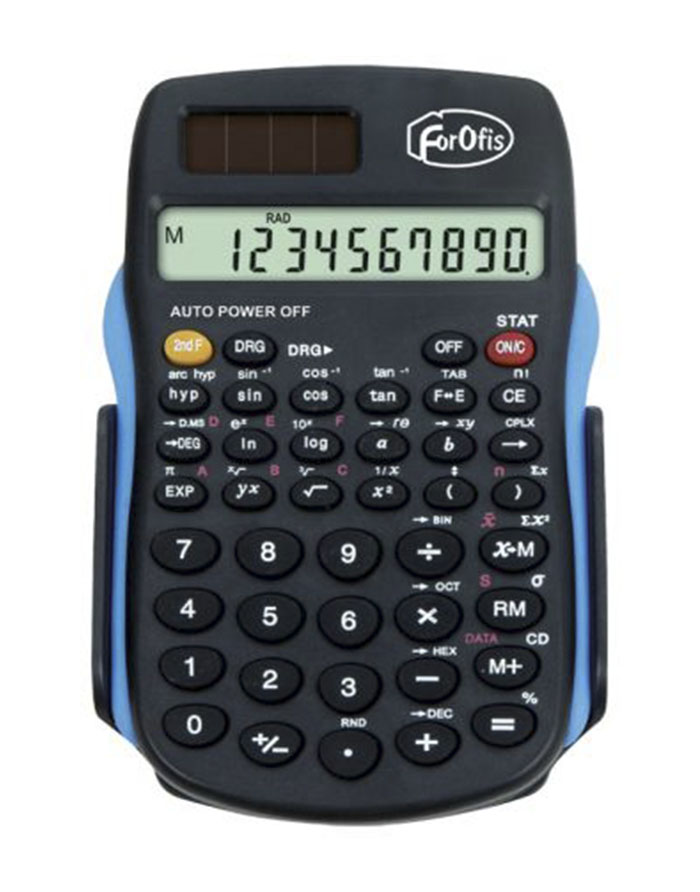 Calculator științific FOROFIS  120 × 75 × 15 mm (baterie tip pastilă).