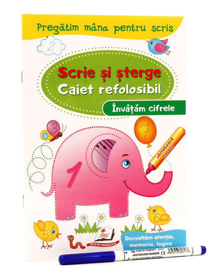 Caiet refolosibil scrie si sterge    INVATAM CIFRELE