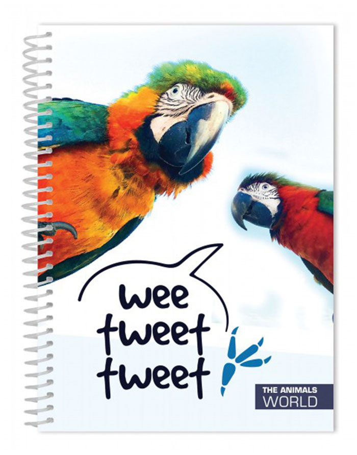 Caiet spirala A5 80file   THE ANIMALS WORLD  coperta plastic