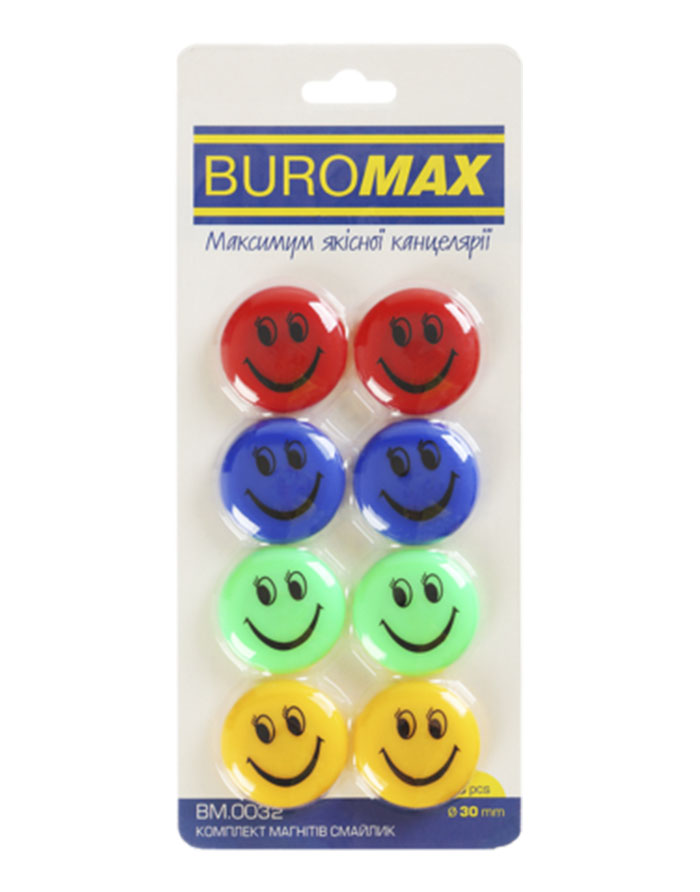 Magneți SMILEY colorați  8 buc 30 mm