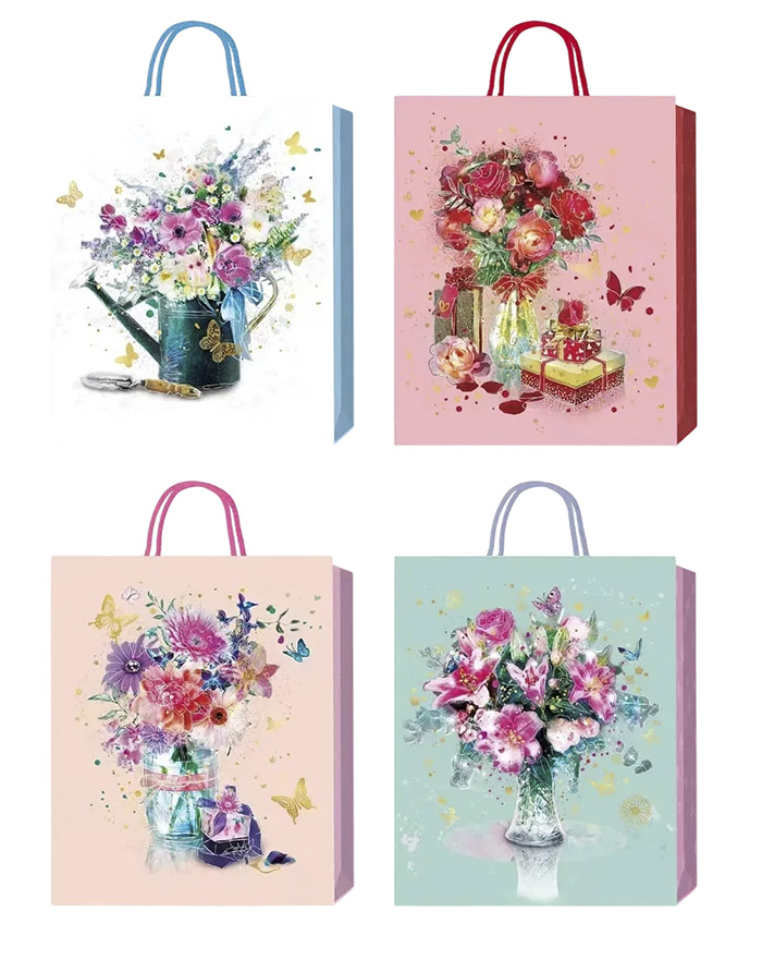 Pungă cadou din hârtie Buromax Floral Gift M (26x32x10 cm)  cu folie în relief