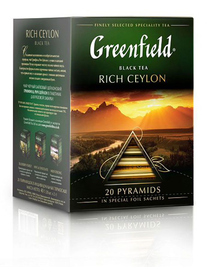 Сeai Greenfield în piramide Rich Ceylon  ceai negru  20 buc.