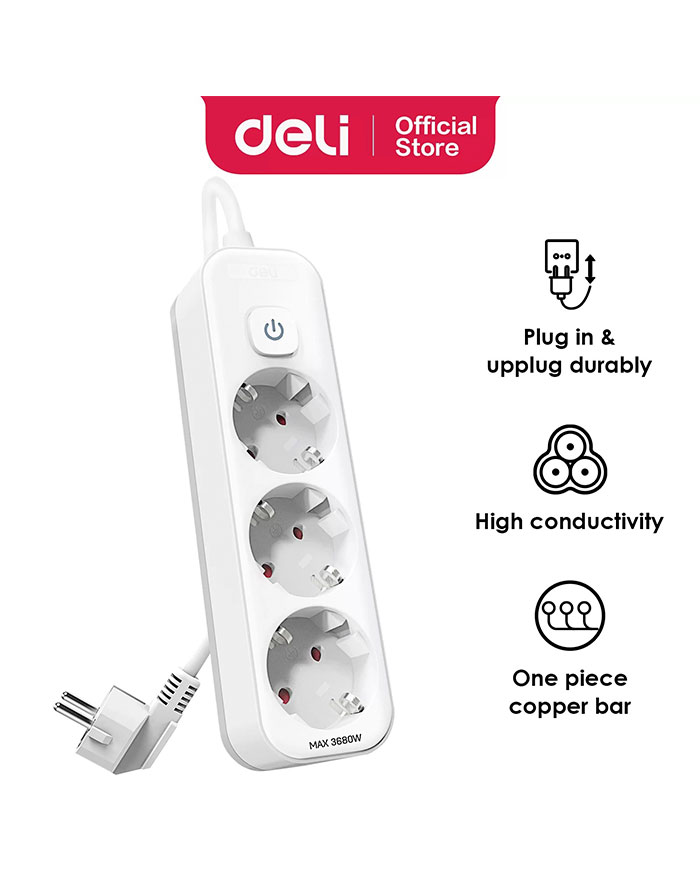 Prelungitor DELI  3 prize  1.8 m  pamintare  intrerup