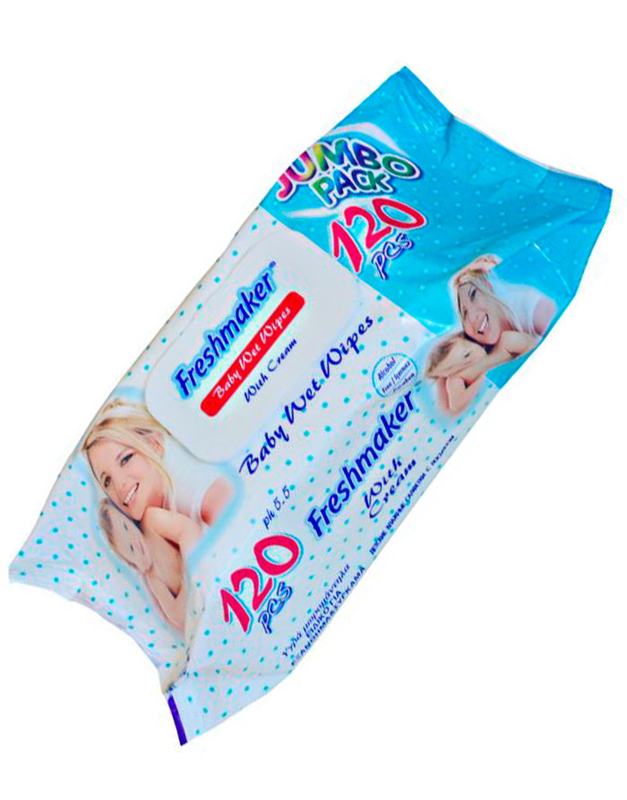 Servetele umede FreshMaker  Jumbo pack   cu capac  120 buc.