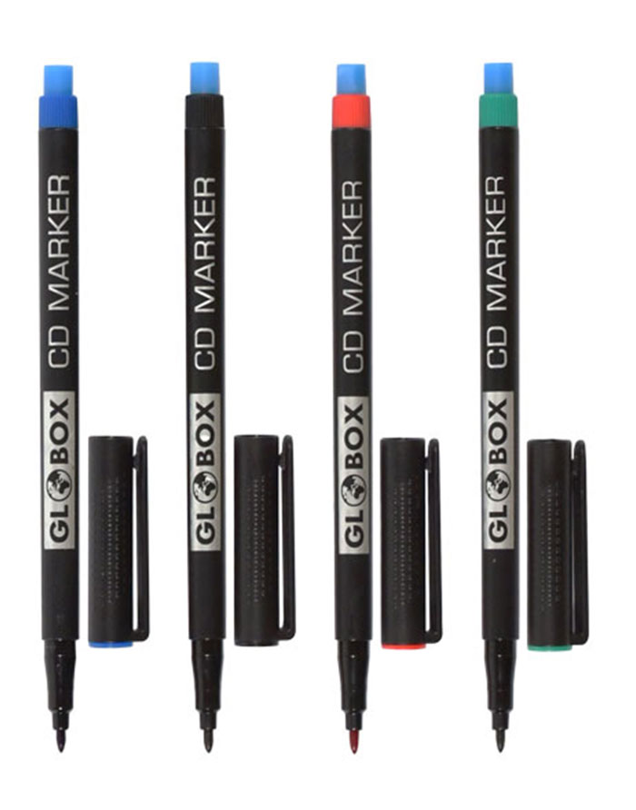 Marker CD Globox  rosu M 1mm cu radiera