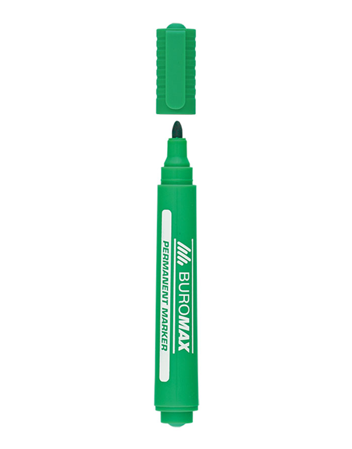 Marker permanent Buromax  virf 2-4mm  verde  bază alcool