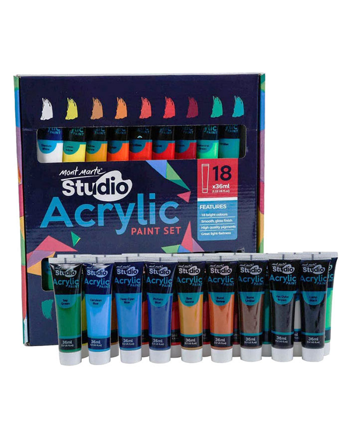 Set de vopsea acril Studio Acrylic 18 cul x 36 ml