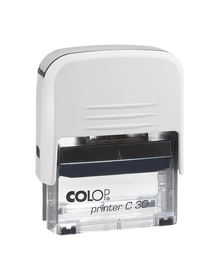 Suport ștampilă Colop Printer C30 alb pernuta albastra