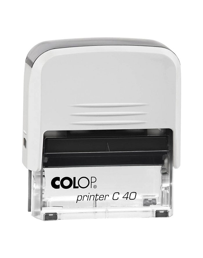 Suport ștampilă Colop Printer C40 alb pernuta albastra