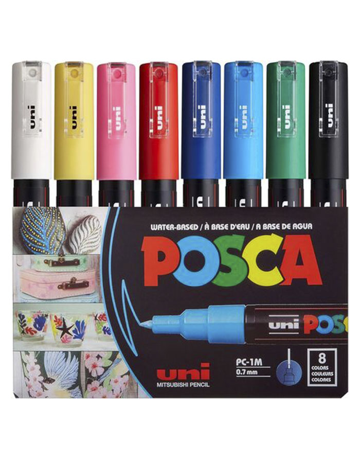 Set markere uni POSCA  0 7–1 mm  8 buc.