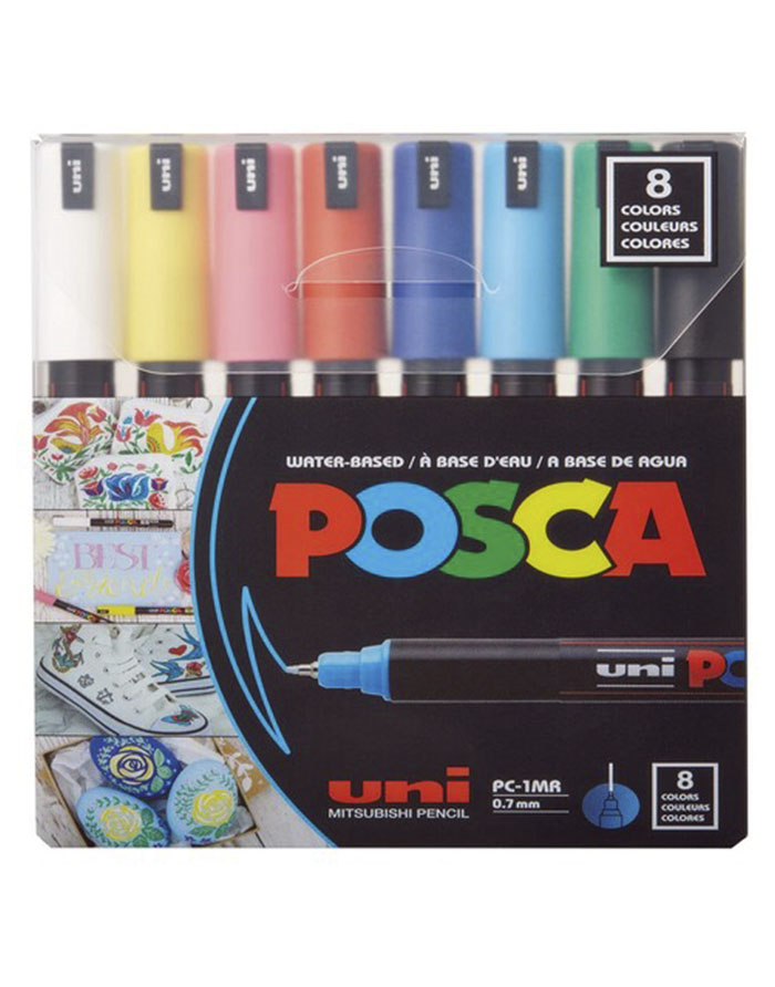 Set markere uni POSCA  0 7 mm  8 buc.