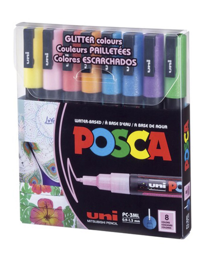 Set markere uni POSCA Glitter Color  0 9–1 3 mm  8 buc.