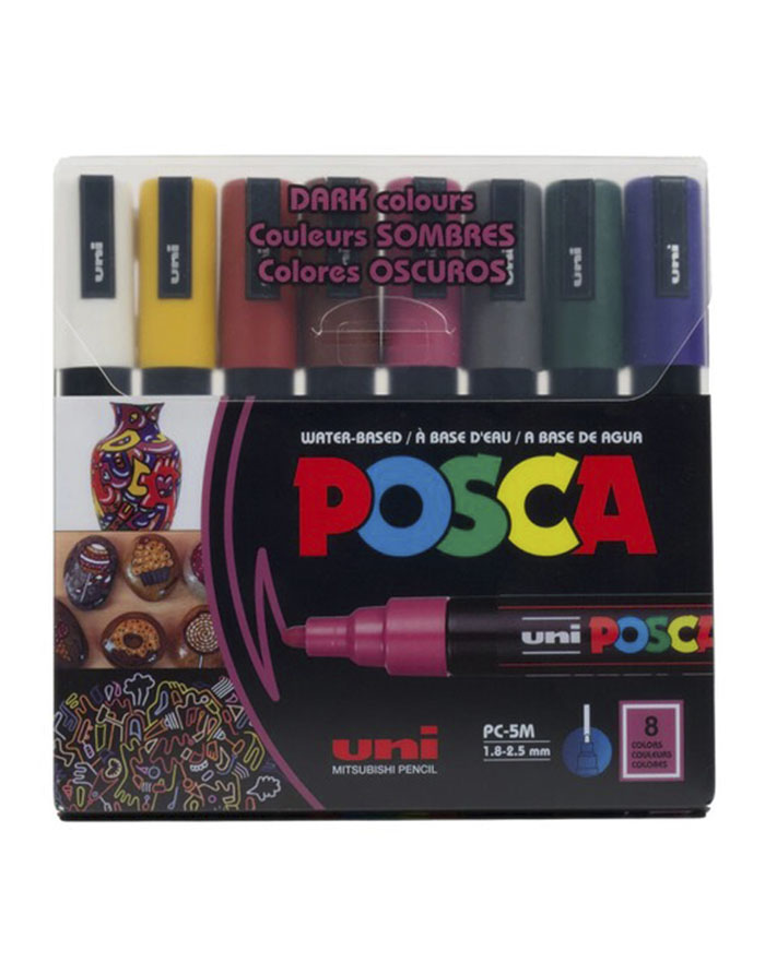 Set markere uni POSCA Dark Color  1 8–2 5 mm  8 buc.