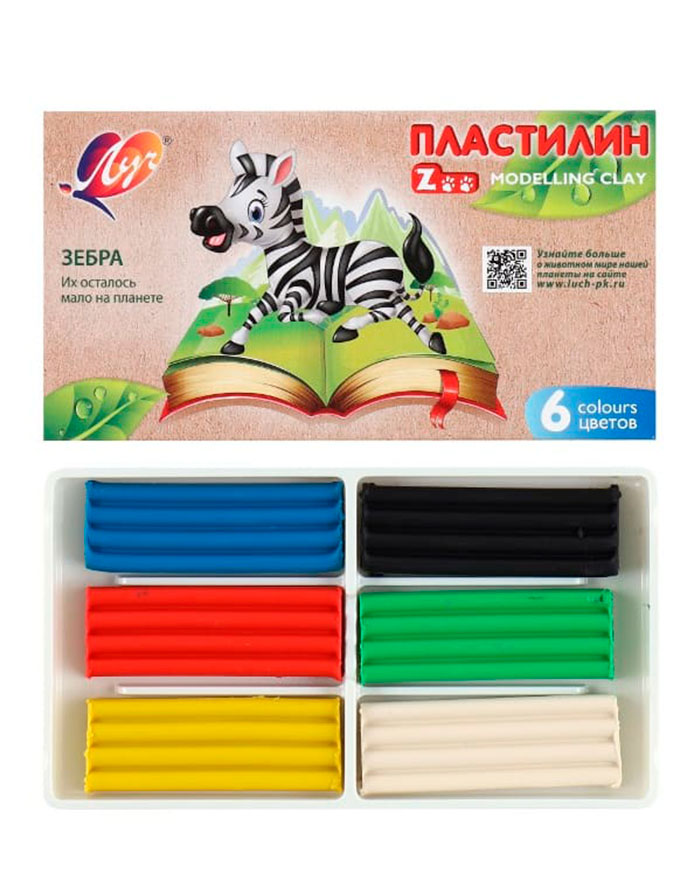 Plastilina de modelat ZOO  90gr  6cul
