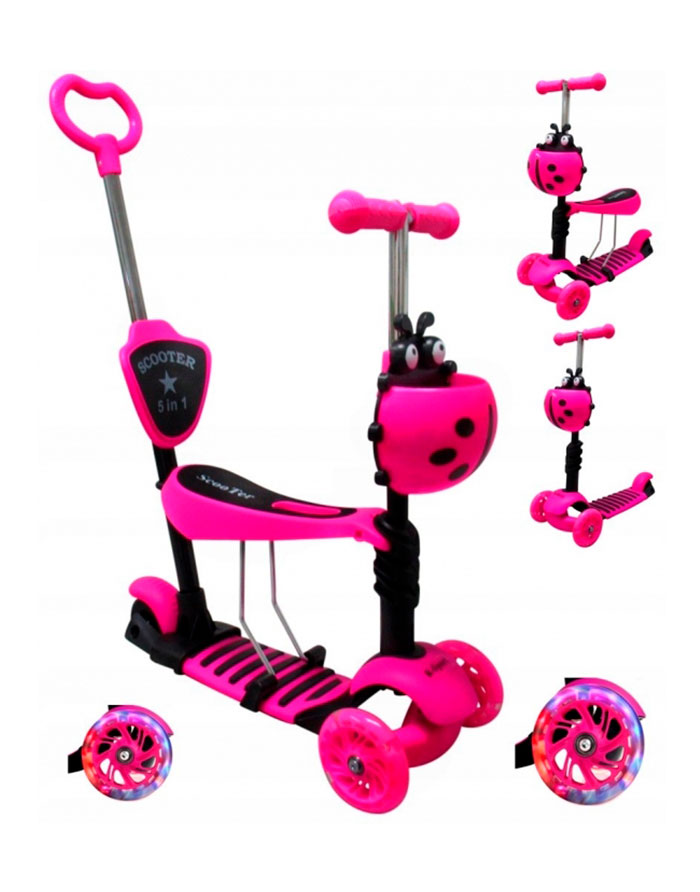 Trotinetă pentru copii 5 în1  roz
