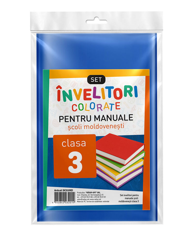 Set invelitori colorate pentru manuale MD clasa 3