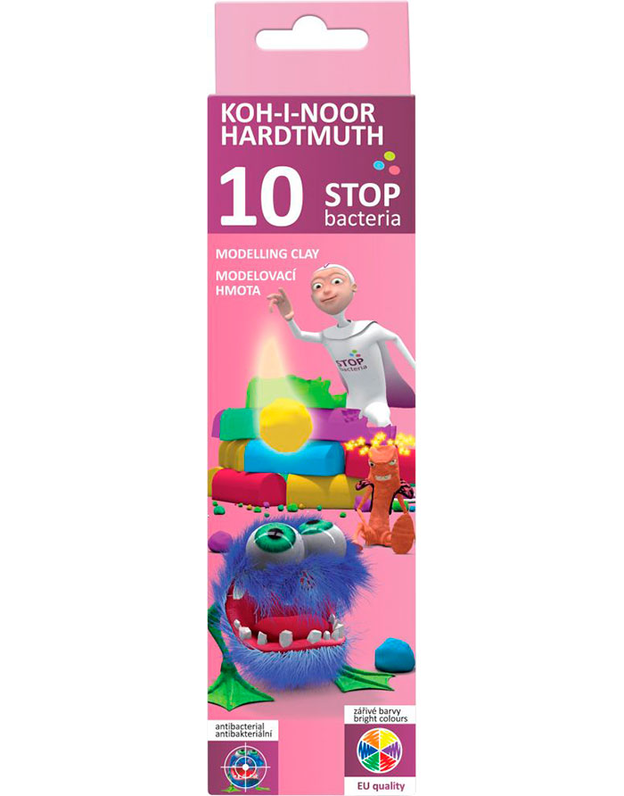 Plastilina de modelat  STOP BACTERIA  10cul  KOH-I-NOOR 0131000000  cutie/carton  8593540027719