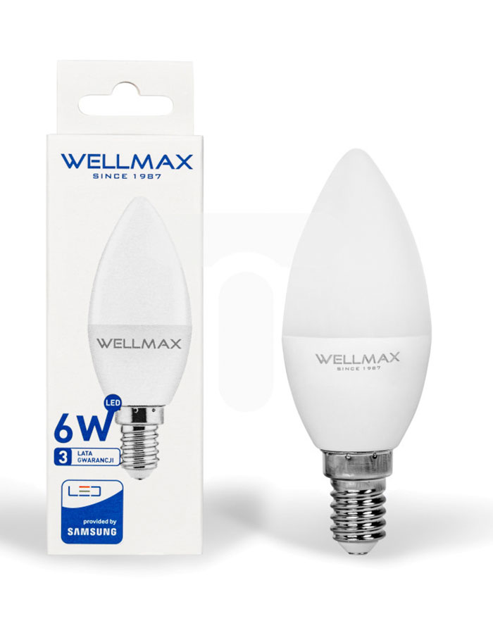 Bec  WELLMAX  Led  6W  Alba/Rece 6500 K  E 14  180°  A+  540 Lm  220/240 V