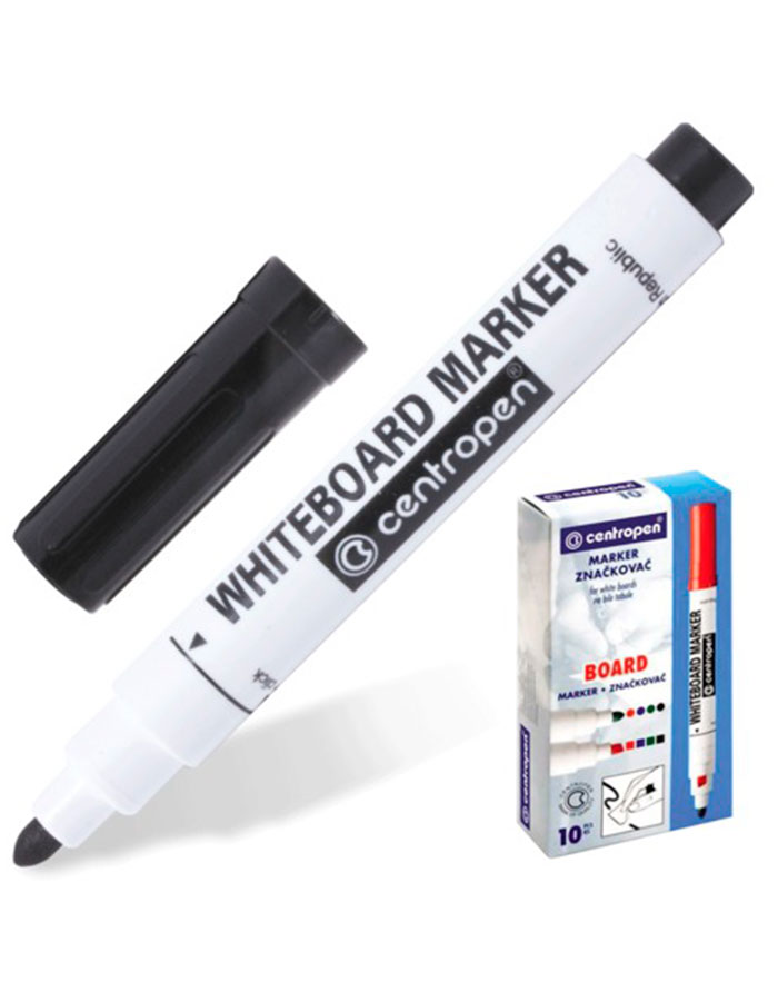 Marker whiteboard negru Centropen  virf rotund 2.5mm