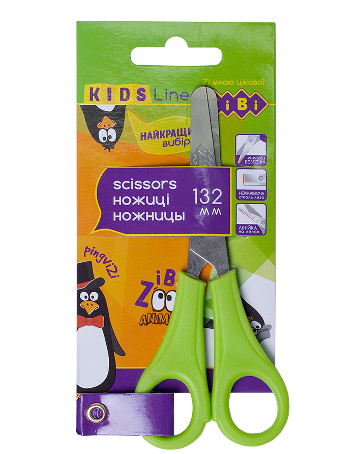 Foarfeca copii  ZiBi  13.2cm cu rigla  verde deschis