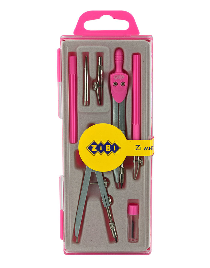 Compas Basis set 7 elemente culoarea Roz